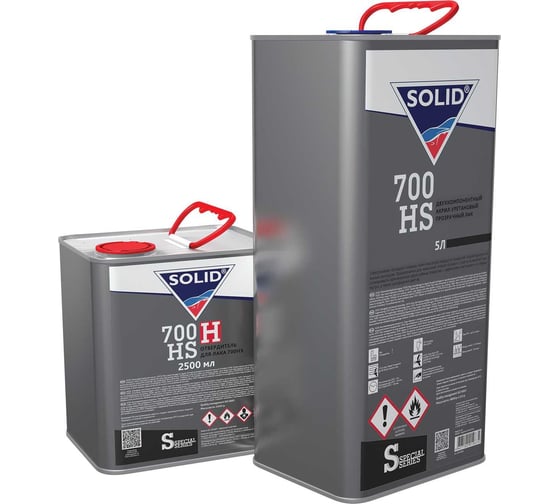 Изображение товара Двухкомпонентный прозрачный лак Solid 700 HS - (5000+2500мл) - 2K лак системы HS 2+1 (в комп. с отвердит.) 320.7500