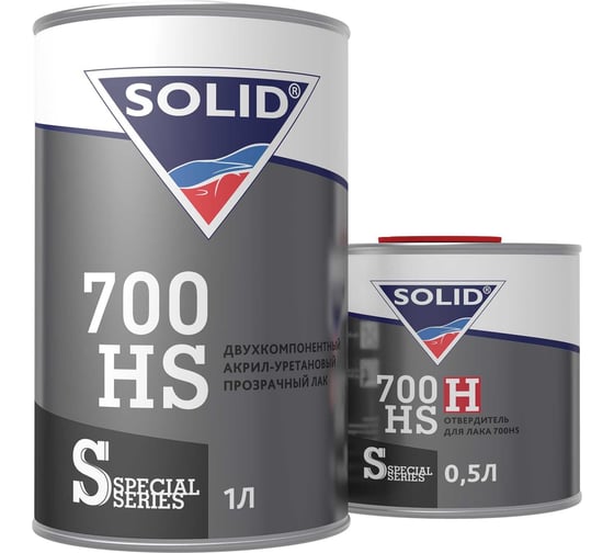 Изображение товара Двухкомпонентный прозрачный лак Solid 700 HS - (1000+500мл) - 2K лак системы HS 2+1 (в комп. с отвердит.) 320.1500