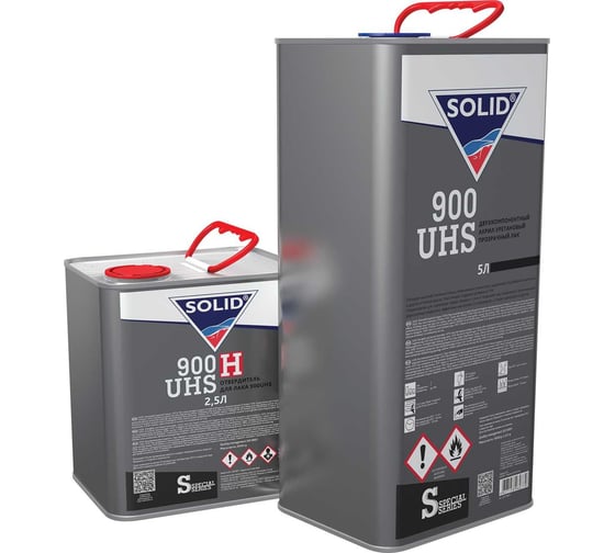 Изображение товара Двухкомпонентный прозрачный лак Solid 900 UHS - (5000+2500мл) - 2K лак системы UHS 2+1 (в комп. с отвердит.) 320.7500.1