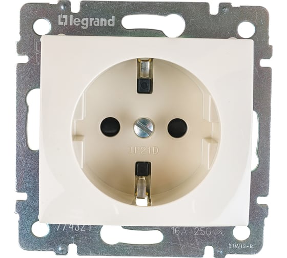 Изображение товара Розетка Legrand с заземлением Legrand Valena со шторками 16А 250В винтовые зажимы слоновая кость 774321