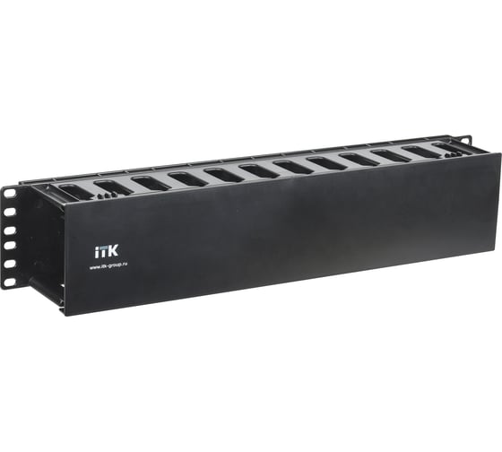 Изображение товара Кабельный органайзер ITK 19 дюймов 2U глубина 60 мм с крышкой пластик черный CO05-2PC