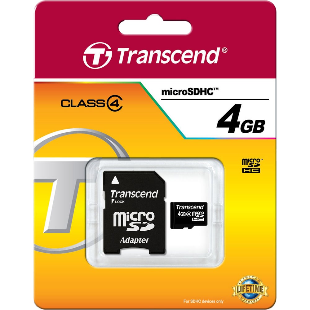 фото Карта памяти transcend micro sdhc 4 gb class 4 adapter c0038840