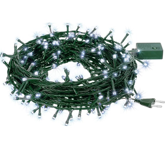 Изображение товара Электрогирлянда Vegas нить 100 холодных ламп контроллер 8 режимов зеленый провод 55063