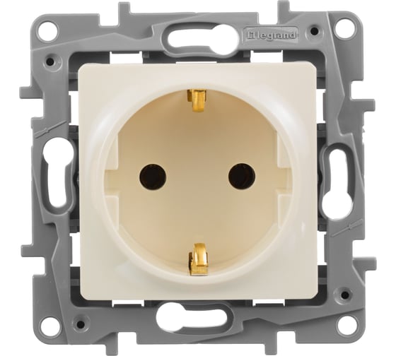 Изображение товара Розетка Legrand с заземлением Legrand Etika без шторок 16А 250В винтовые зажимы слоновая кость 672321
