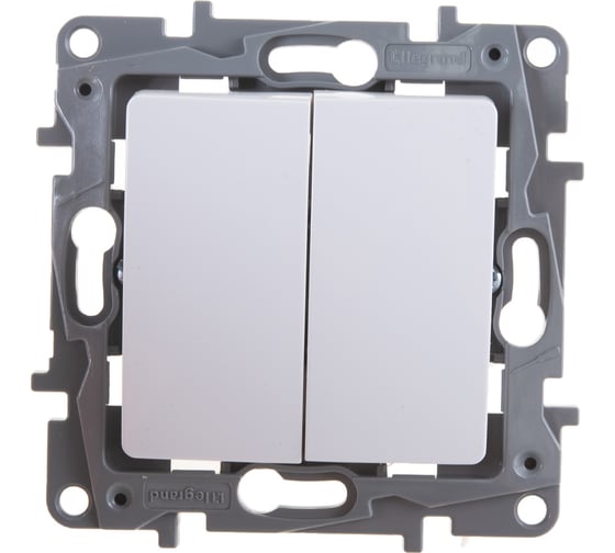 Изображение товара Выключатель Legrand двухклавишный Legrand Etika 10А 250В безвинтовые зажимы белый 672202