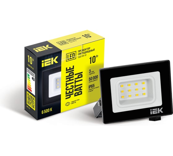 Изображение товара Светодиодный прожектор IEK СДО 06-10 черный IP65 6500 K LPDO601-10-65-K02