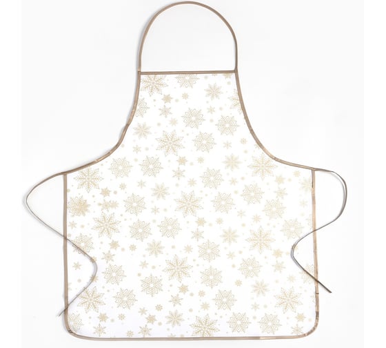 Изображение товара Фартук Доляна Снежинки золотые 70х80 см, 100% п/э 9446100