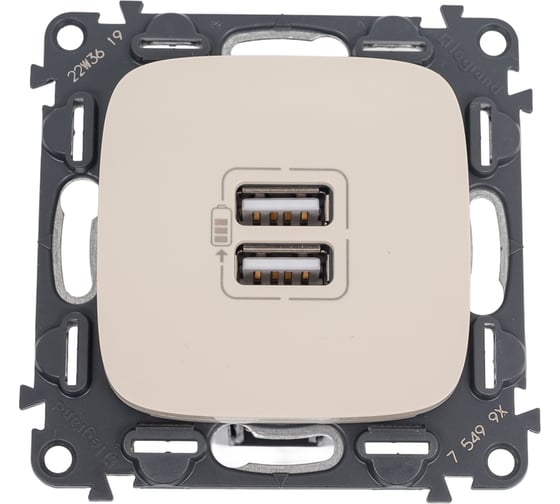 Изображение товара Зарядное устройство Legrand Valena Allure с двумя USB-разъемами 240 В/5 В 1500 мА слоновая кость 754996