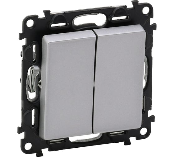 Изображение товара Выключатель Legrand Valena LIFE  двухклавишный 10А 250В с лицевой панелью.Безвинтовые зажимы.Алюминий 752605