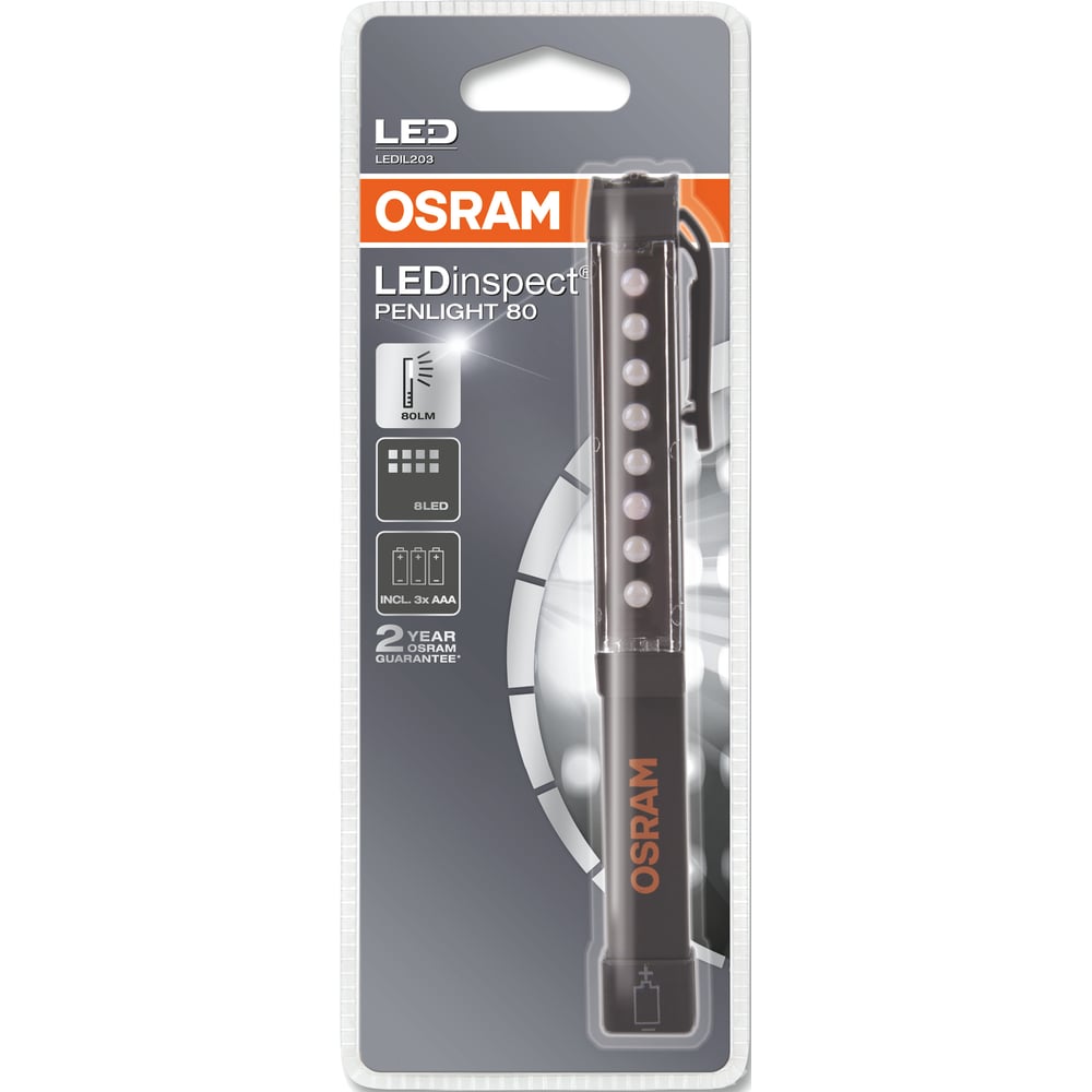 фото Магнитный фонарь osram ledinspect penlight il203 black 8 led 3*ааа 1.8х16х2 см ledil203