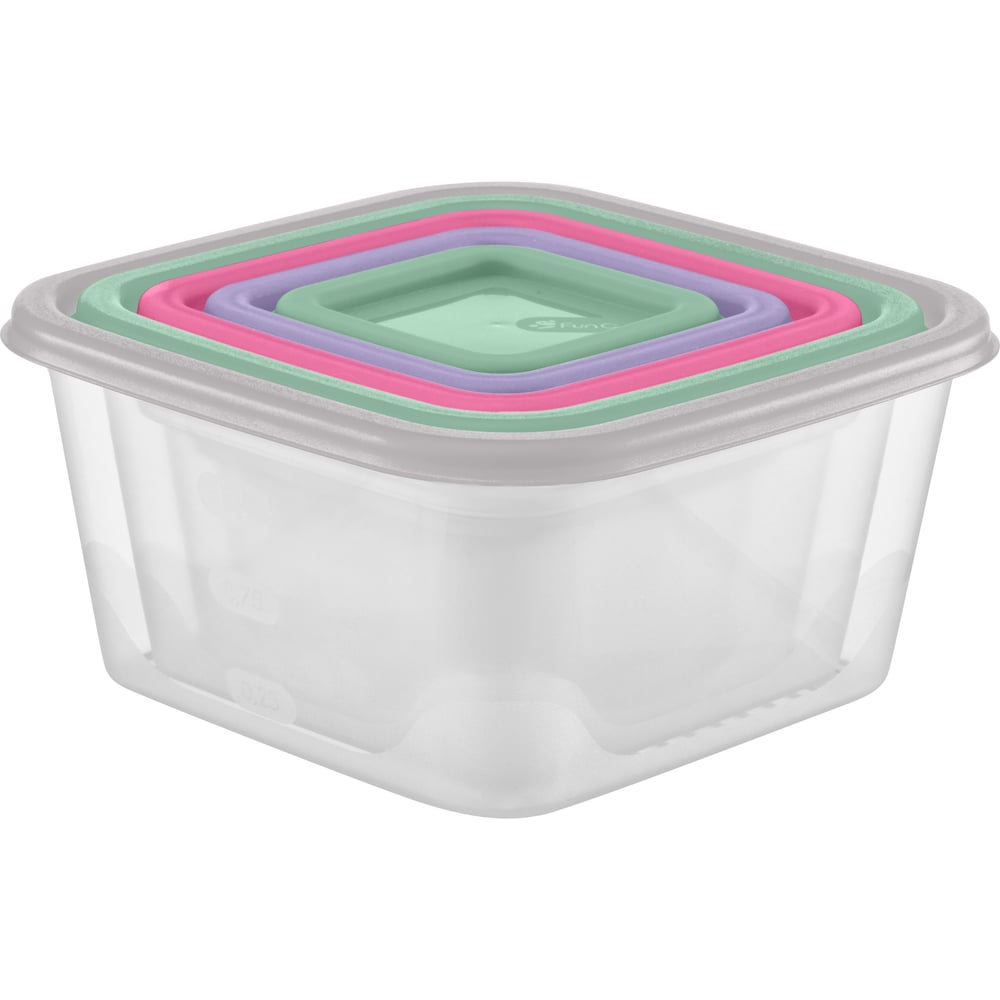 Изображение товара Набор квадратных емкостей для продуктов FunCook Fusion 5 шт от 0,15 до 1,7 л