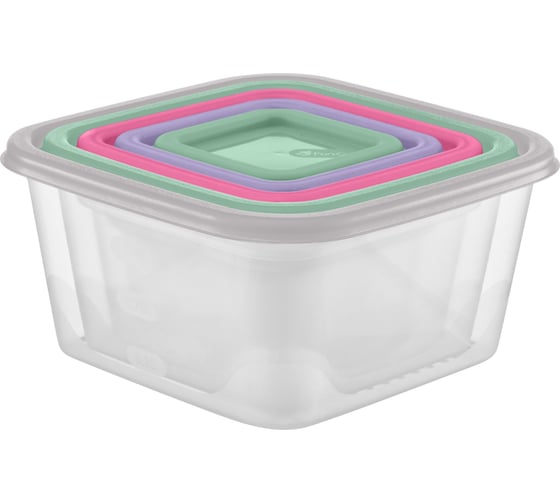 Изображение товара Набор емкостей Funcook для продуктов квадратных Фьюжн 5 шт (1,7 л; 1,1 л; 0,63 л; 0,33 л; 0,15 л) FC1115