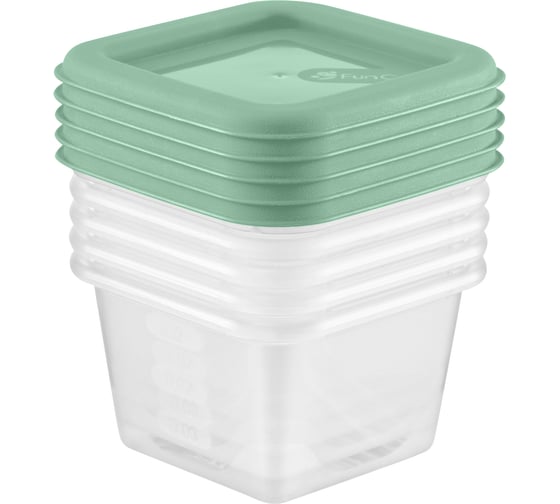 Изображение товара Набор емкостей Funcook для продуктов квадратных Фьюжн 0,15 л - 5 шт FC1110