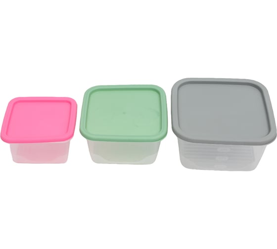 Изображение товара Набор квадратных емкостей для продуктов FunCook Fusion 3шт (1,7л; 1,1л; 0,63л) FC1120