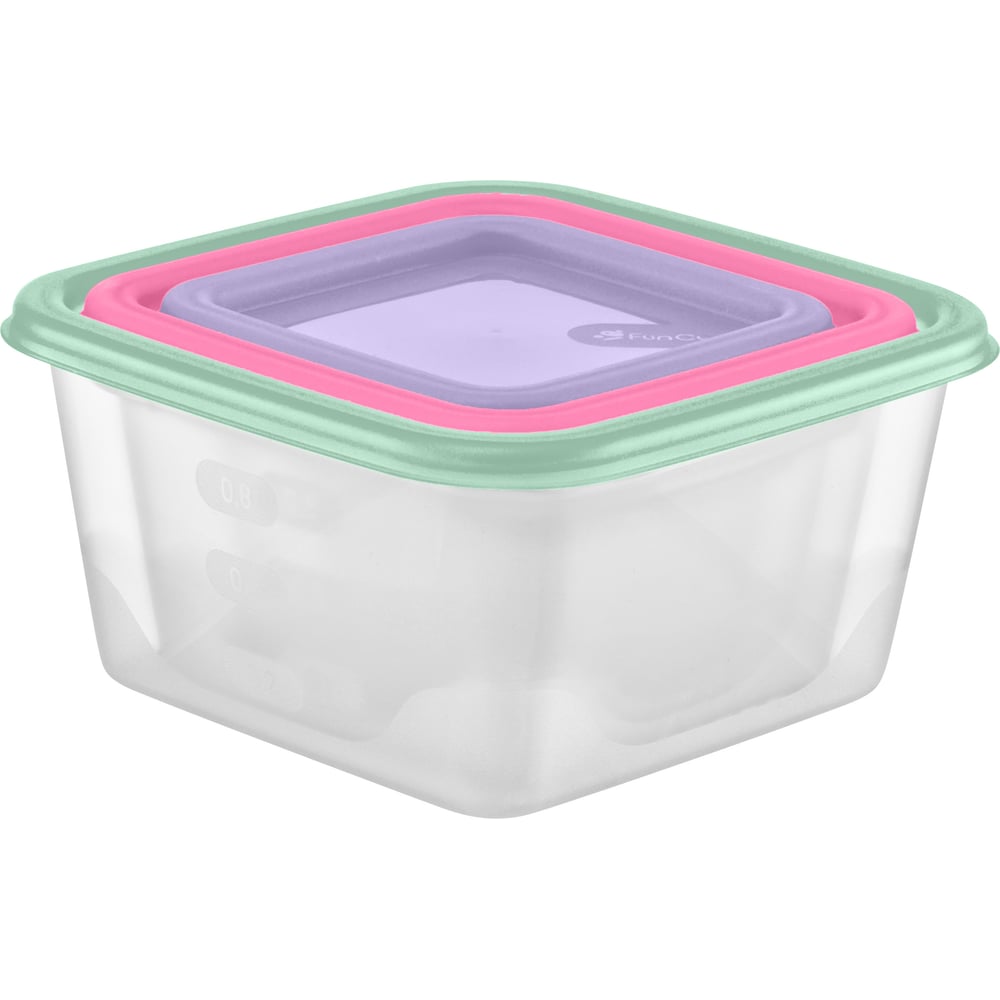 Изображение товара Набор квадратных емкостей FunCook Fusion 3 шт 0,33 0,63 1,1 л для хранения продуктов