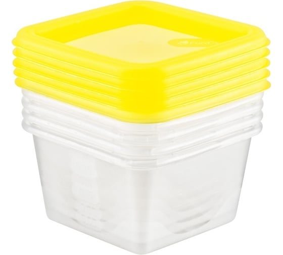 Изображение товара Набор емкостей Funcook для продуктов квадратных Фьюжн 0,33 л - 5 шт FC1111