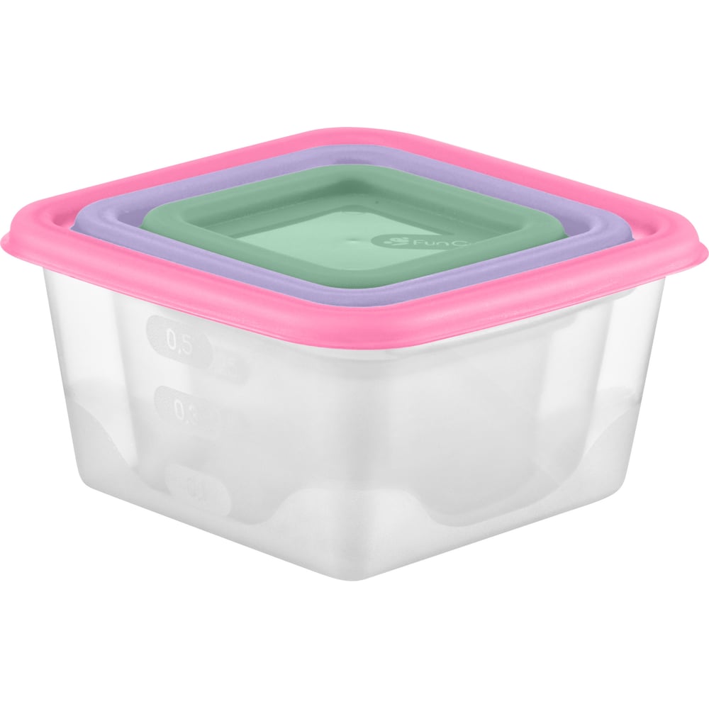 Изображение товара Набор емкостей для продуктов Funcook Fusion квадратные 3 шт 0,15/0,33/0,63 л
