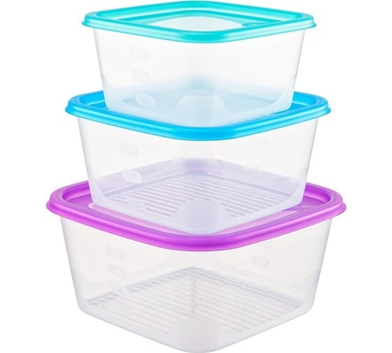 Изображение товара Набор квадратных емкостей для продуктов FunCook Fusion 3 шт 2,6 л, 1,7 л, 1,1 л 00000048335