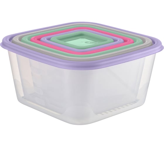 Изображение товара Набор емкостей Funcook для продуктов квадратных Фьюжн 6 шт (2,6 л; 1,7 л; 1,1 л; 0,63 л; 0,33 л; 0,15 л) FC1113