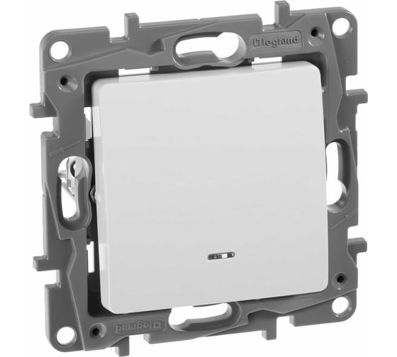 Изображение товара Выключатель Legrand одноклавишный с подсветкой/индикацией Legrand Etika 10А 250В безвинтовые зажимы белый 672203