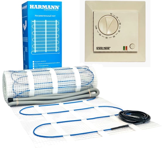 Изображение товара Комплект Grand Meyer нагревательный мат w160-015, терморегулятор, крем gm-109 W160-015(GM-109i)