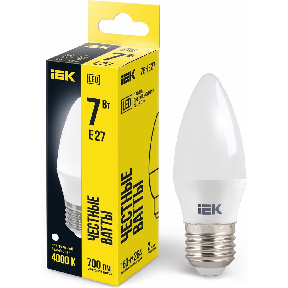 Изображение товара Лампа IEK LED C35 свеча 7 Вт 230 В теплый/естественный свет цена 74 рубля Изображение товара Лампа IEK LED C35 свеча 7 Вт 230 В теплый/естественный свет цена 74 рубля