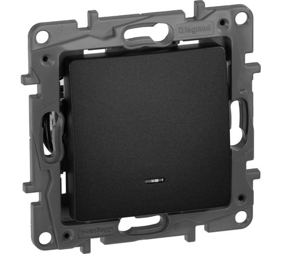 Изображение товара Переключатель Legrand одноклавишный с подсветкой/индикацией Legrand Etika 10А 250В безвинтовые зажимы антрацит 672615