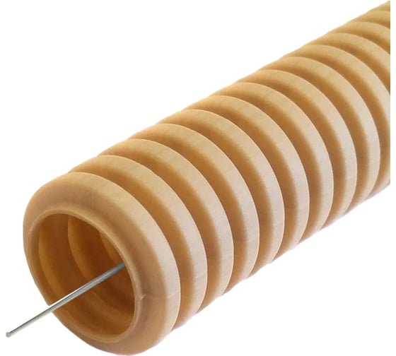 Изображение товара Гофрированная труба Промрукав ПВХ легкая 350 Н сосна с зондом д32 25 м PR01.0096