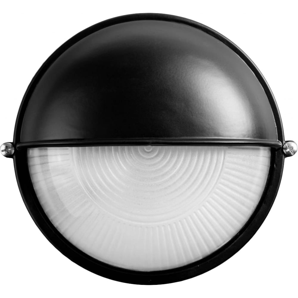 фото Уличный светильник светозар влагозащищенный с верхним защитным кожухом круг цвет черный 60 вт sv-57261-b