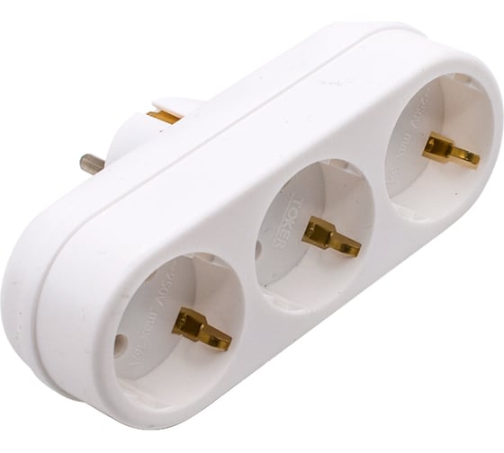 Изображение товара Разветвитель Very 3 гнезда, с заземлением, 16 А, плоский, белый, (шт.) 89-0-090