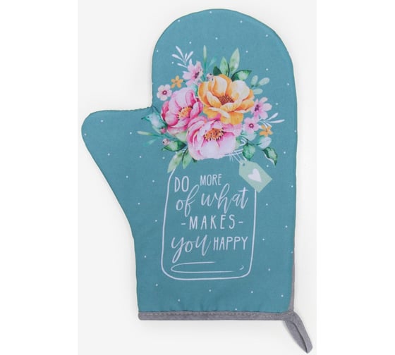 Изображение товара Варежка-прихватка Доляна В горошек 24x32 см, габардин, 35% х/л, 65% п/э, ватин 250 г/м2 5450350