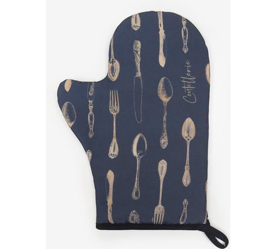 Изображение товара Варежка-прихватка Доляна Приборы 24x32 см, габардин, 35% х/л, 65% п/э, ватин 250 г/м2 5450355