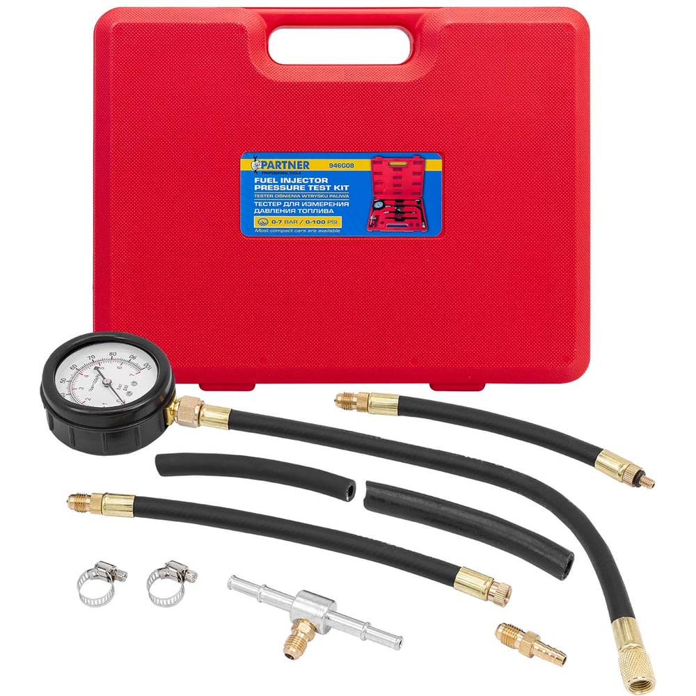 Изображение товара Манометр для измерения давления топлива Partner PA-946G08 с переходниками