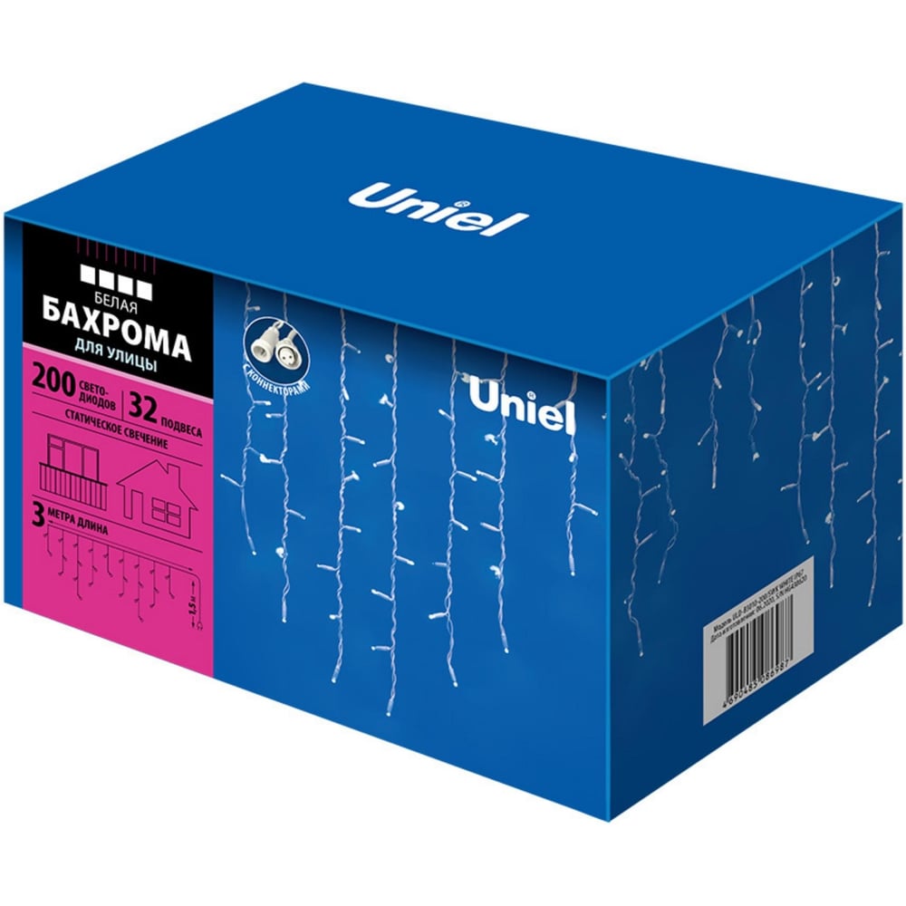 Изображение товара Светодиодная бахрома Uniel ULD-B3010-200/SWK WHITE IP67 3м уличное освещение