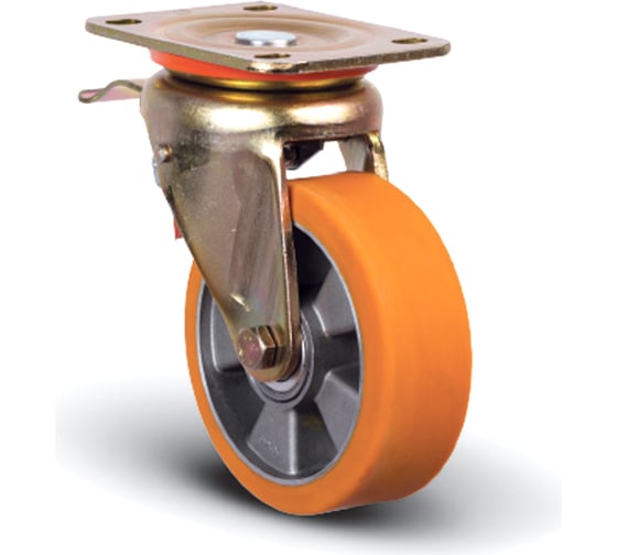 Изображение товара Колесо полиуретановое поворотное с тормозом 100 мм MFK-TORG ED01-ABP-100-F