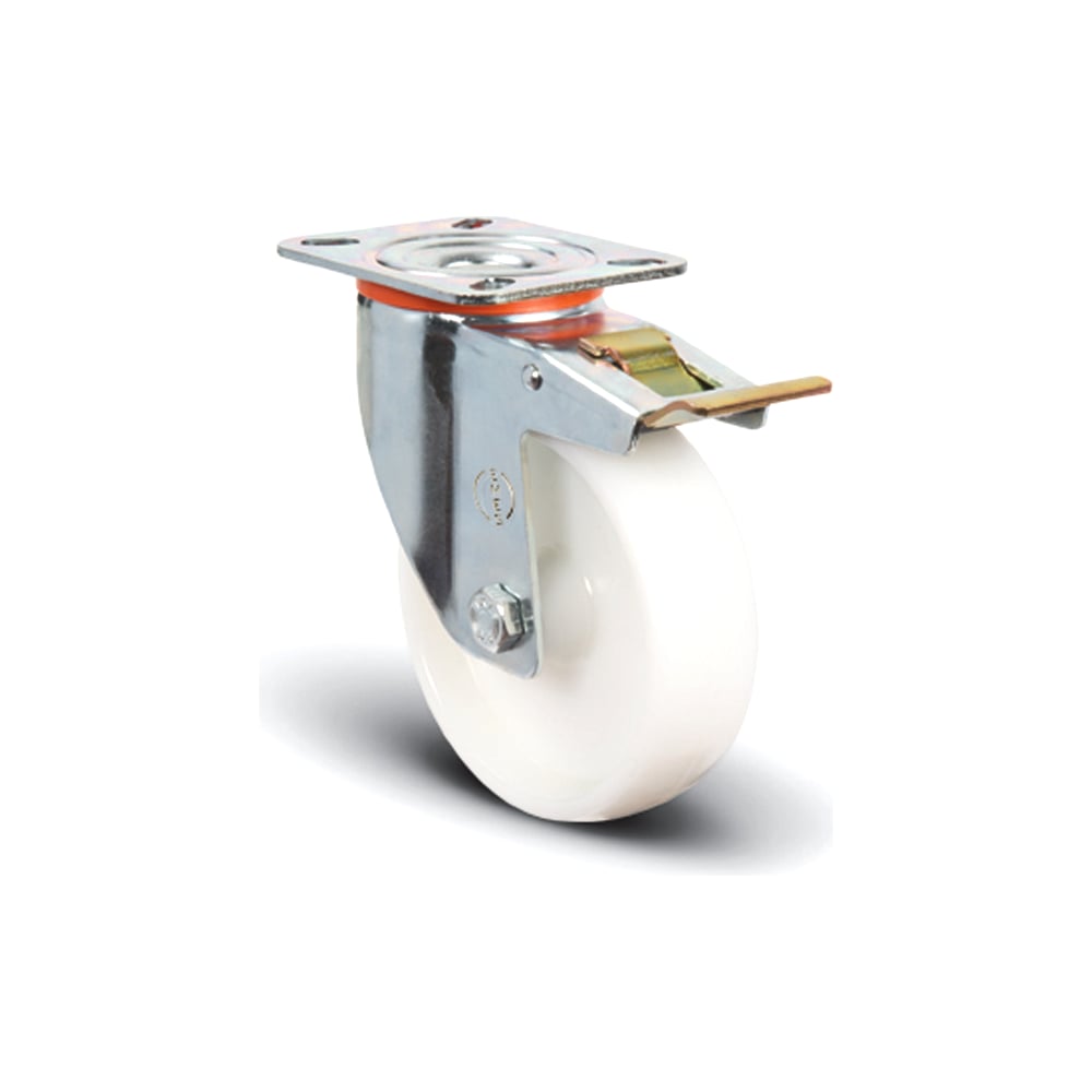 Изображение товара Колесо нейлоновое поворотное с тормозом 200 мм MFK-TORG EM01-ZKZ-200-F