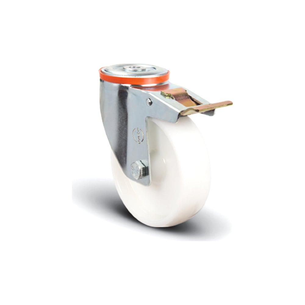 Изображение товара Колесо нейлоновое поворотное под болт М12 с тормозом 200 мм MFK-TORG EM04-ZKZ-200-F