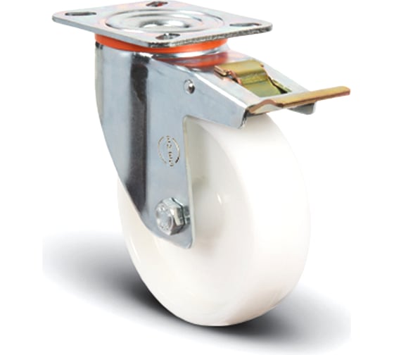 Изображение товара Колесо нейлоновое поворотное с тормозом 125 мм MFK-TORG EM01-ZKZ-125-F