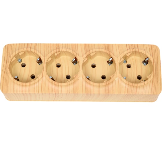 Изображение товара Розетка 4-местная TOKOV ELECTRIC ОП Frea 16А IP20 250В с заземл. АБС-пластик сосна TKE-FR-R4Z-C25