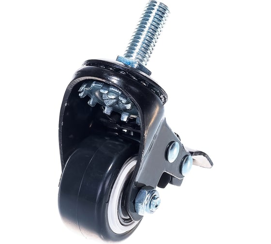 Изображение товара Колесо черная резина болтовое крепление М10 с тормозом 40мм MFK-TORG 4064040 М10