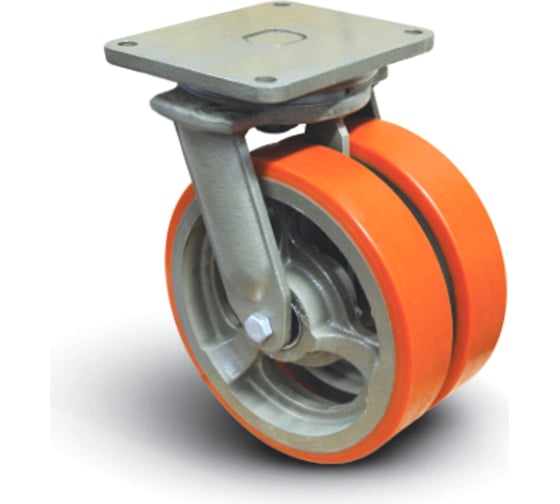 Изображение товара Колесо полиуретановое сдвоенное поворотное 250 мм MFK-TORG EW01-VBP-250