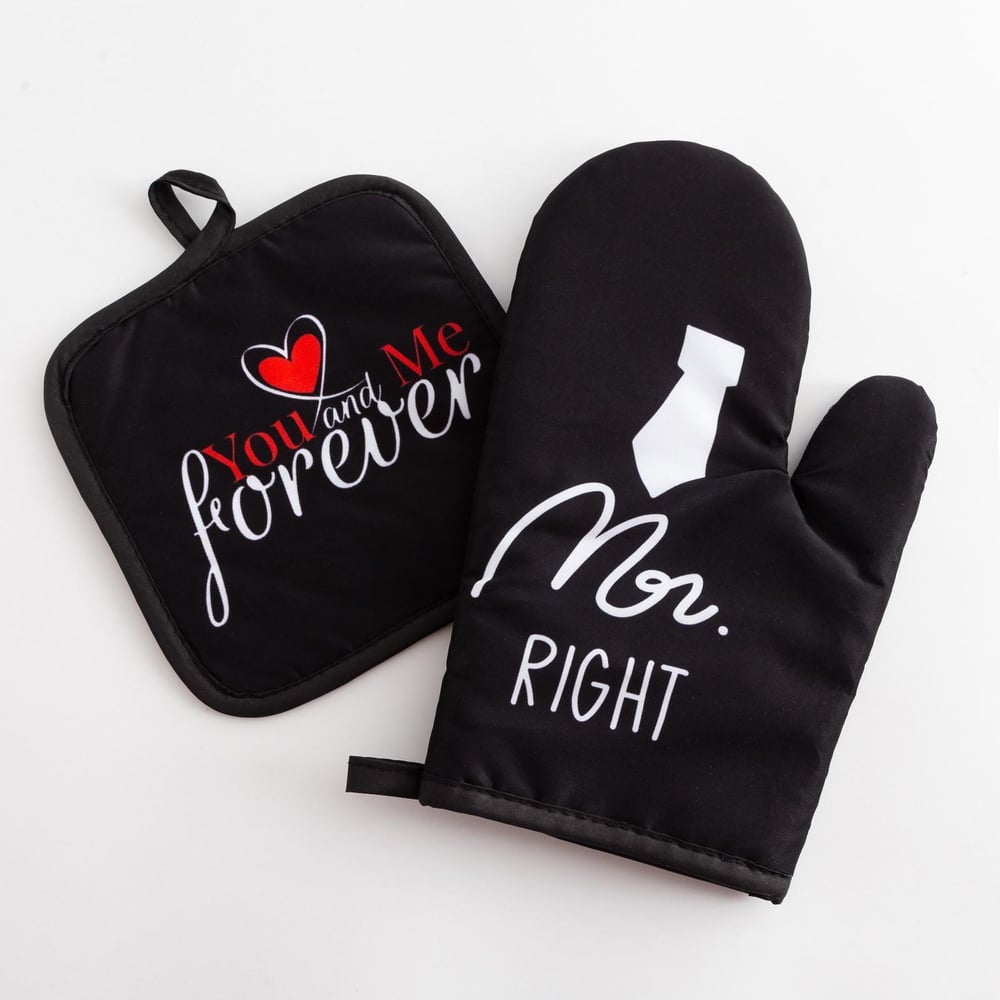 Изображение товара Кухонный набор Доляна 2 предмета, Mr right, прихватка 17х17 см, рукавица 26х16 см, 100% п/э 5395318