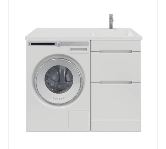 Изображение товара Напольная тумба для ванной комнаты Sanstar Толедо 50 с раковиной Даллас 110 правая, белая 428.1-1.4.1.КПДАЛ