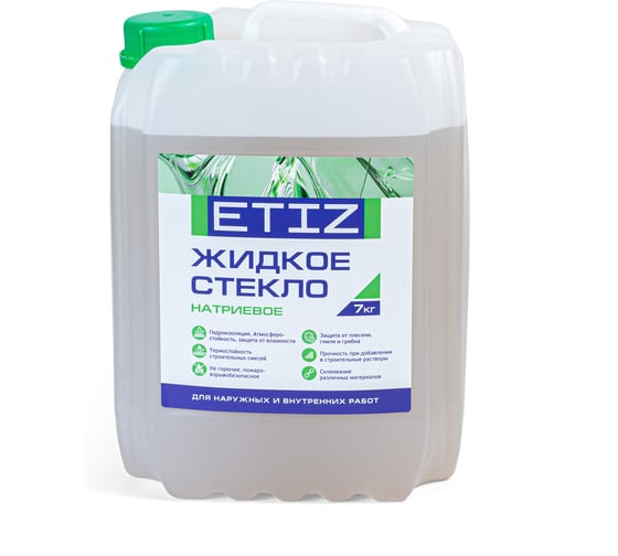 Изображение товара Жидкое натриевое стекло Etiz канистра 7 кг/5 литров 4620021582499