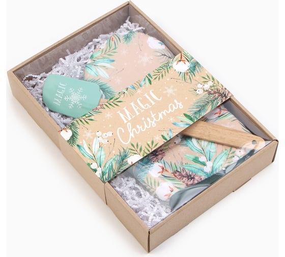 Изображение товара Набор подарочный Доляна Magic Сhristmas варежка-прихватка, лопатка силикон 7104532