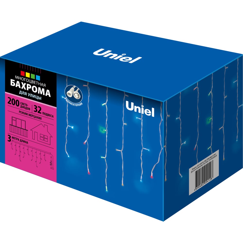 Изображение товара Светодиодная бахрома Uniel ULD-B3010-200/TWK IP67 с эффектом мерцания 3м мультиколор
