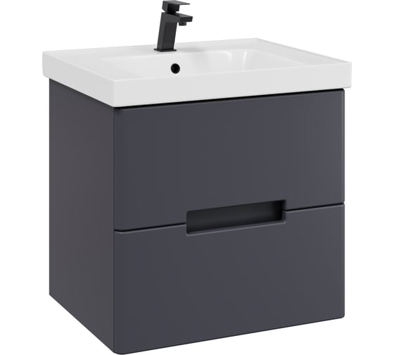 Изображение товара Подвесная тумба для ванной комнаты Sanstar Noche 60 с раковиной Грейс 60, графит софт 422.1-1.4.1.КГРЕ