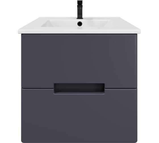 Изображение товара Подвесная тумба для ванной комнаты Sanstar Noche 60 с раковиной Квадро 60, графит софт 422.1-1.4.1.ККВА