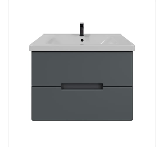 Изображение товара Подвесная тумба для ванной комнаты Sanstar Noche 80 с раковиной Гармония 80, графит софт 424.1-1.4.1.КГАР