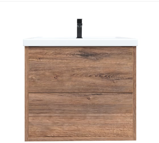 Изображение товара Подвесная тумба для ванной комнаты Sanstar Siva 50 с раковиной Фостер 50, дуб веллингтон табак 432.1-1.4.1.КФОС